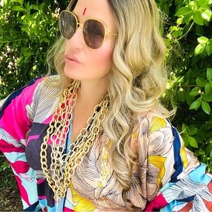 Beautiful color block floral luxury Satin dreamy  Kimono